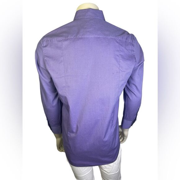 Marcello Platinum Purple Casual Button Down Shirt w/Notch Detail Cuff Size Lg - Picture 2 of 5